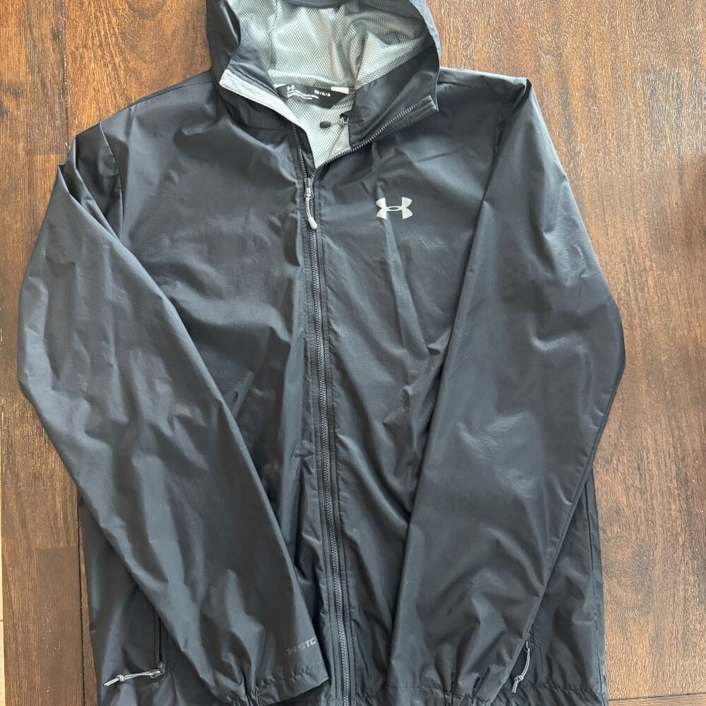 Men's UA Storm Forefront Rain Jacket - Size Medium, Color Black